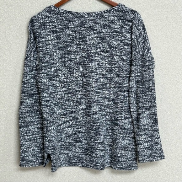 PAIGE Martine Slub Marled Knit V-Neck Pullover Sweater Black & White Small - Picture 3 of 7